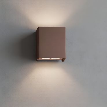 Nova Luce Elio - buiten wandverlichting - 11,4 x 13 x 6,2 cm -  12W LED incl. - IP65 - corten