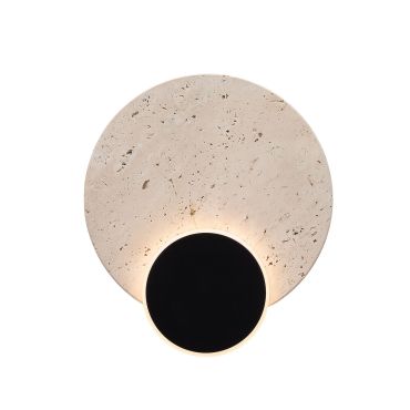 Maxlight Travertino - wandlamp - 20,5 x 18 x 5 cm - 5,5W LED incl. - zwart en grijs