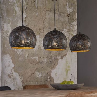 Vico Perforated - hanglamp 3L - 110 x 25 x 150 cm - zwart bruin
