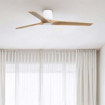 Faro Heywood Tub L - plafondventilator - Ø 90 cm - mat wit en pino