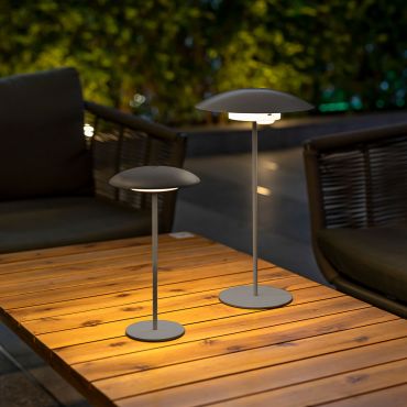 New Garden Sardinia 30 - oplaadbare tafellamp - Ø 15 x 16 cm / Ø 15 x 28 cm - 3,5W dimbare LED incl. - IP44 - antraciet