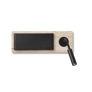 Faro Mood - wandverlichting met leeslampje - 37 x 13 x 5 cm - 6W LED incl. - zwart &amp; hout