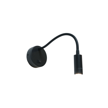 Artdelight Flexi - wandlamp met schakelaar - Ø 10 x 38 cm - 3W LED incl. - zwart