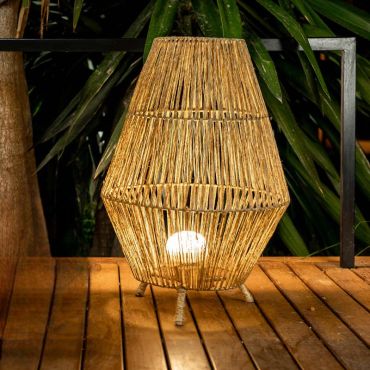 New Garden Sisine - vloerlamp met oplaadbare lichtbron en afstandsbediening -  Ø 48 x 72 cm - 9W dimbare LED incl. - IP54 - bruin