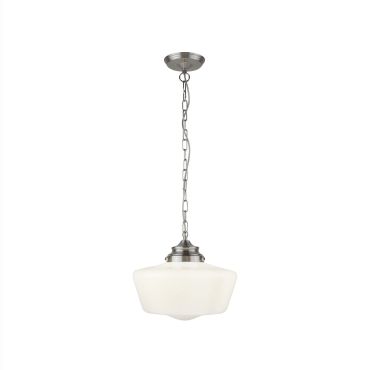 Searchlight School House - hanglamp - Ø 30 x 120 cm - IP44 - satijn zilver