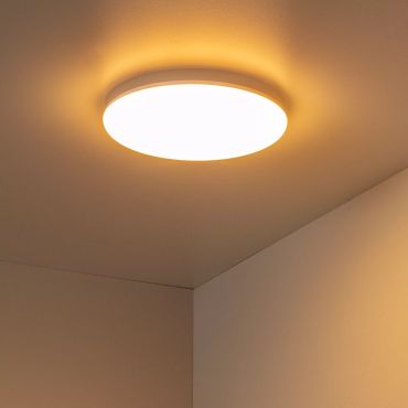 Lucide Olson - plafondlamp - Ø 29 x 4,5 cm - 24W LED incl. - instelbare lichtkleur - IP44 - opaal en wit