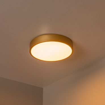 Lucide Unar - plafondverlichting - Ø 30 x 5 cm - 18W dimbare LED incl. -  3 stappen dimmer - mat goud