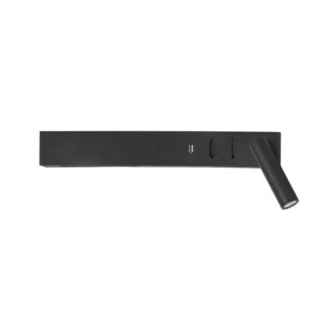 Nova Luce Vida - wandverlichting met schakelaar en USB-lader - 35 x 10 x 8 cm - 5W + 3W LED incl. - zand zwart