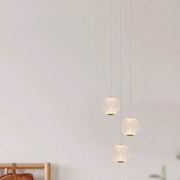 Lucide Cintra - hanglamp - 11 x 25 x 150 cm - 3 x 4,7W LED incl. - transparant en goud