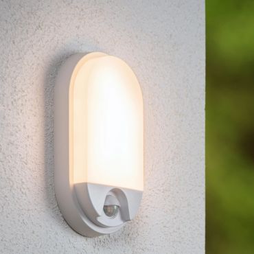 Lucide Hups IR - buiten wandlamp met sensor - 11,9 x 4,5 x 21,2 cm - 10W LED incl. - IP54 - wit