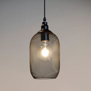 Lucide Mesh - hanglamp - Ø 15 x 158 cm - zwart