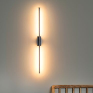 Lucide Marnik - wandlamp - 59,1 x 10 x 5 cm - 13W dimbare LED incl. - zwart en goud