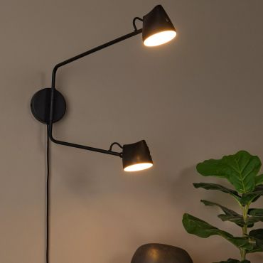 Lucide Milne - wandlamp - 35 x 8 x 54 cm - 2 x 8W LED incl. - zwart