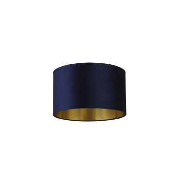Searchlight Drum Shade - lampenkap - Ø 40 x 24 cm - marineblauw en geborsteld goud