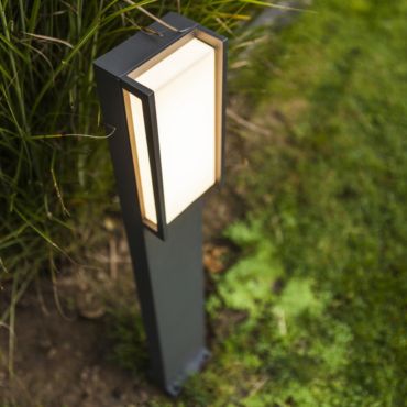 Lutec Qubo - tuinpaal - 11 x 9 x 75 cm - 17,3W LED incl. - IP54 - donkergrijs