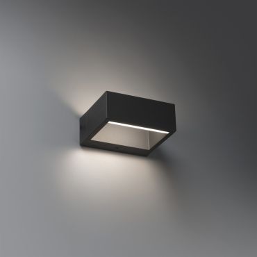 Faro Alp - wandverlichting - 15 x 13 x 6 cm - 8W LED incl. - IP54 - donkergrijs
