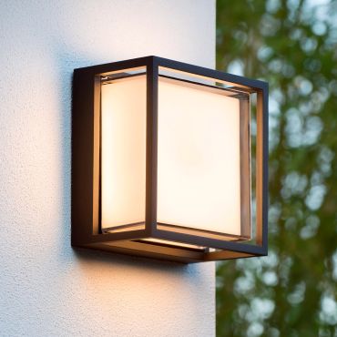 Lucide Singa Led - wandlamp buiten - 17 x 17 x 10 cm - 10W LED incl. - IP54 - zwart
