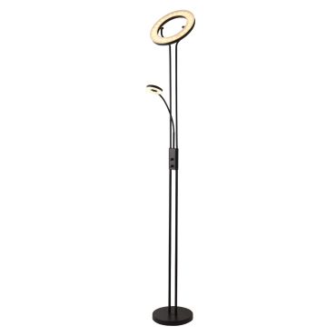 Searchlight Mother &amp; Child - staanlamp met leeslamp - Ø28 x 193 cm - 25,5W + 5W dimbare LED incl. - mat zwart