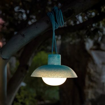 New Garden Syros - oplaadbare hanglamp op batterij met afstandsbediening - Ø 20 x 9,5 cm - 9W dimbare LED incl. - IP54 - gerecycled blauw
