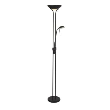Searchlight Mother &amp; Child - staanlamp met leeslamp - Ø25,4 x 180 cm - 15,5W + 5W dimbare LED incl. - mat zwart
