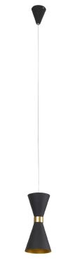 Maxlight Cornet - hanglamp - Ø 12 x 130 cm - 5W LED incl. - zwart en goud
