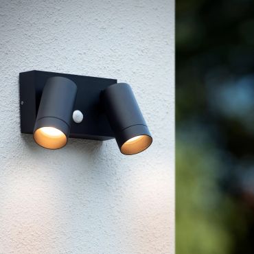 Lucide Taylor - buiten wandverlichting met sensor - 18 x 10 x 15,6 cm - IP44 - zwart