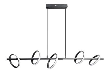 ETH Jaimy - hanglamp - 106 x 19 x 200 cm - 30W dimbare LED incl. - zwart