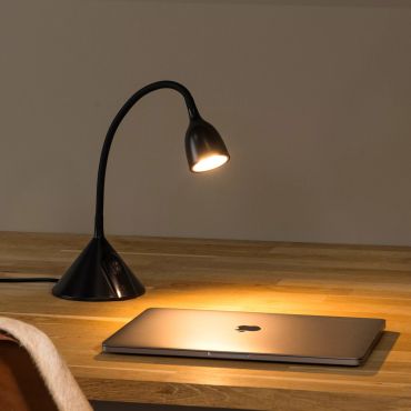 Lucide Milo - tafellamp - Ø 12,8 x 50 cm - 3,2W LED incl. - zwart