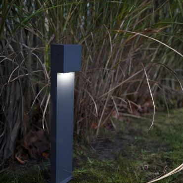 Lutec Gemini XF -  tuinpaal - 9,2 x 11 x 65 cm - 9,5W LED incl. - donkergrijs - wit