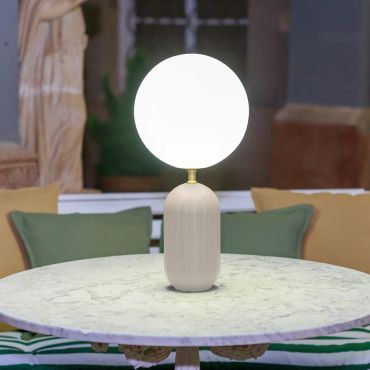 New Garden Monica 50 - oplaadbare tafellamp op batterijen met afstandsbediening - Ø 25 x 51,3 cm - 7W LED incl. - IP54 - beige
