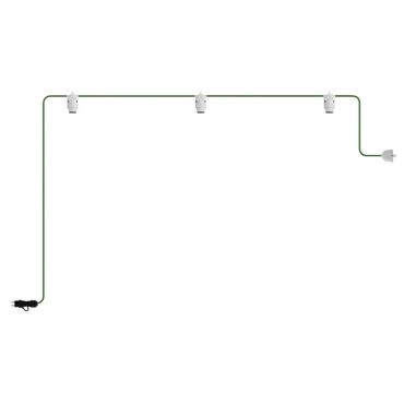 Creative Cables Eiva - draagbare lichtslinger - 4,9 meter totale lengte - 3 x Eiva 2-way E27-fitting met siliconen kabelhouder - IP65 - groen &amp; wit