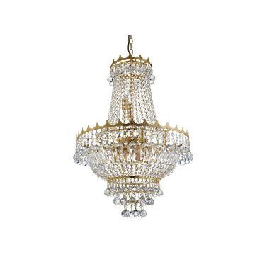 Searchlight Versailles - luster - Ø 55 x 132 cm - goud en transparant