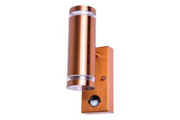 Integral LED Malaga - buiten wandlamp met bewegingssensor - 6,8 x 11,6 x 21,6 cm - IP54 - koper