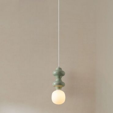 Nova Luce Clio - hanglamp - Ø 18 x 215 cm - groen, wit en opaalglas