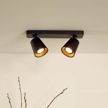 Lucide Turnon - plafondverlichting - 9 x 31 x 12,3 cm - 2 x 5W LED incl. - dim to warm - zwart