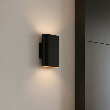 Lucide Ovalis - wandverlichting - 16 x 8,5 x 20 cm - zwart en mat goud