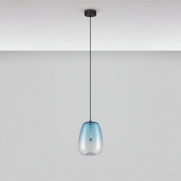 Nova Luce Oblo - hanglamp - Ø 16 x 227 cm - 3W LED incl. - blauw en mat zwart