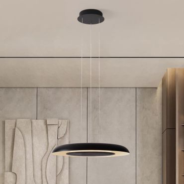 Nova Luce Epos - hanglamp - Ø 60 x 145 cm - 38W dimbare LED incl. - zandzwart en wit