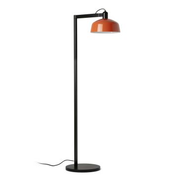 Faro Tatawin - vloerlamp - 30 x 47,7 x 148 cm - satijnzwart en glansroodachtigoranje