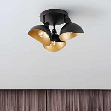 Nova Luce Geti - plafondlamp - Ø 18 x 12 cm - mat zwart en goud