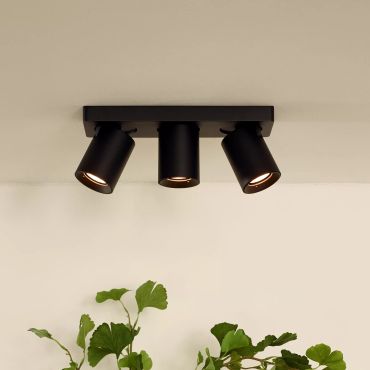 Lucide Nigel - opbouwspot - 30 x 10 x 11,3 cm - 3 x5W dimbaar incl. - dim to warm - zwart