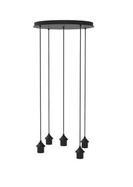 Artdelight - hanglamp 5L excl. lampenkappen  - Ø 50 x 3 cm - zwart
