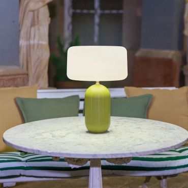 New Garden Phoebe 45 - oplaadbare tafellamp op zonne-energie en op batterijen met afstandsbediening - Ø 27,8 x 40,7 cm - RGB + wit 5W LED incl. - IP65 - olijfgroen