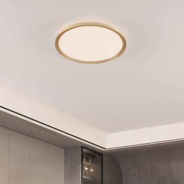 Nova Luce Aoton - plafondlamp - Ø 40 x 5 cm - 35W dimbare LED incl. - geborsteld goud