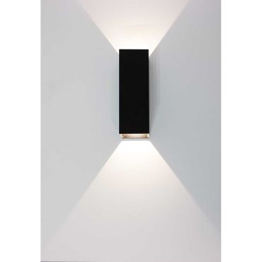 TWEEDEKANS - Artdelight Vegas - wandlamp - 5 x 5 x 15 cm - 2 x 1,5W LED incl. - IP65 - zwart