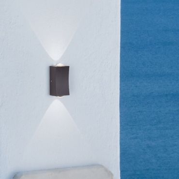 Nova Luce Dewei - buiten wandverlichting - 5 x 9 x 4 cm - 2x 2W LED incl. - IP54 - donker antraciet