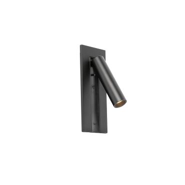 Faro Gabo - bedlamp met usb poort - 8 x 18,5 x 6,9 cm - 4,5W LED incl. - mat zwart