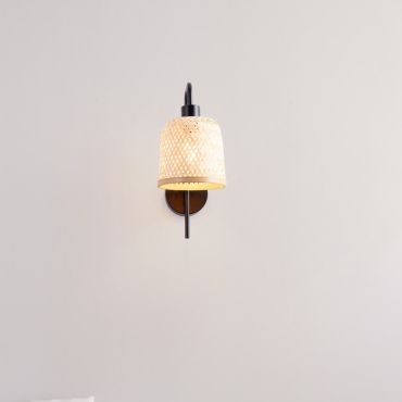 Nova Luce Intra - wandlamp - Ø 16 x 36 cm - natuurlijk bamboe en zwart