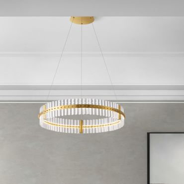 Nova Luce Kezo - hanglamp - Ø 78 x 130 cm - 56W dimbare LED incl. - goud