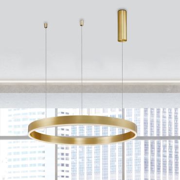 Nova Luce Motif - hanglamp - Ø 80 x 120 cm - 50W LED met dimfunctie via afstandsbediening incl. - messing goud